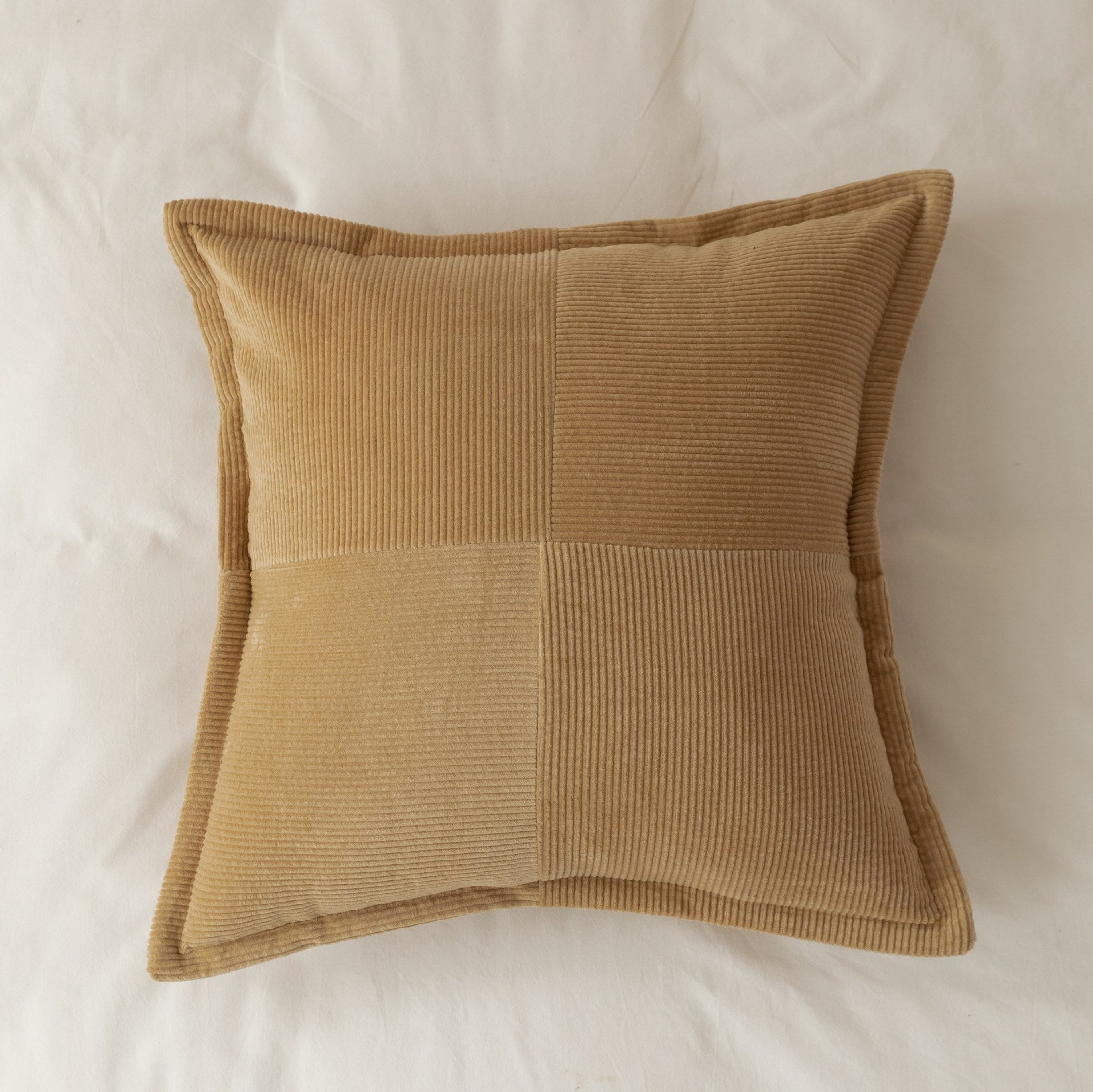HKM-533203 Corduroy Fly Edge Pillow Cover - 100% Cotton, 50x50cm with Zipper Closure
