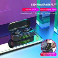 HKM-533203 Wireless Bluetooth Headset with Touch Digital Display and Voice Control - Stereo Earplugs, 10m Range