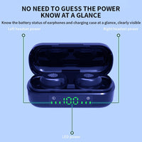 HKM-533203 Wireless Bluetooth Headset with Touch Digital Display and Voice Control - Stereo Earplugs, 10m Range