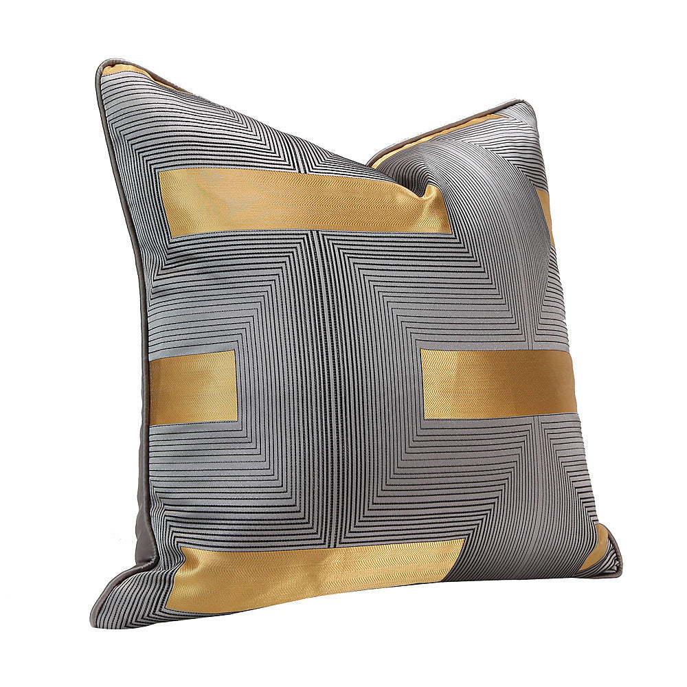 HKM-533267 Geometric Abstract Satin Pillowcase - 45x45cm in Yellow, Gray, Coffee, Light Blue, and Orange