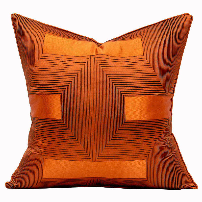 HKM-533267 Geometric Abstract Satin Pillowcase - 45x45cm in Yellow, Gray, Coffee, Light Blue, and Orange