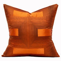 HKM-533267 Geometric Abstract Satin Pillowcase - 45x45cm in Yellow, Gray, Coffee, Light Blue, and Orange