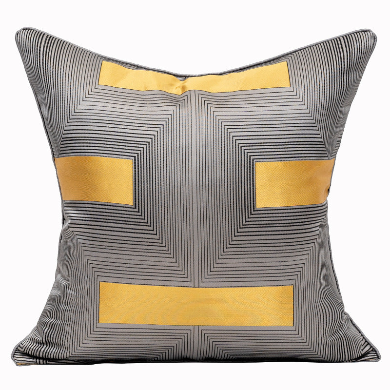 HKM-533267 Geometric Abstract Satin Pillowcase - 45x45cm in Yellow, Gray, Coffee, Light Blue, and Orange