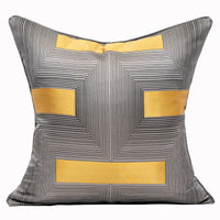 HKM-533267 Geometric Abstract Satin Pillowcase - 45x45cm in Yellow, Gray, Coffee, Light Blue, and Orange