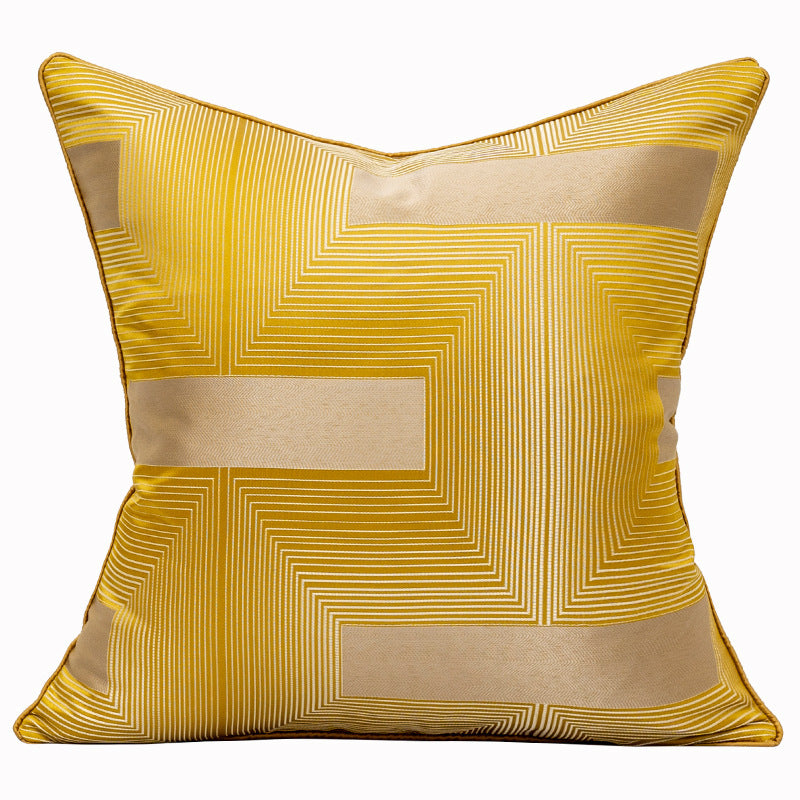 HKM-533267 Geometric Abstract Satin Pillowcase - 45x45cm in Yellow, Gray, Coffee, Light Blue, and Orange