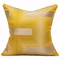 HKM-533267 Geometric Abstract Satin Pillowcase - 45x45cm in Yellow, Gray, Coffee, Light Blue, and Orange