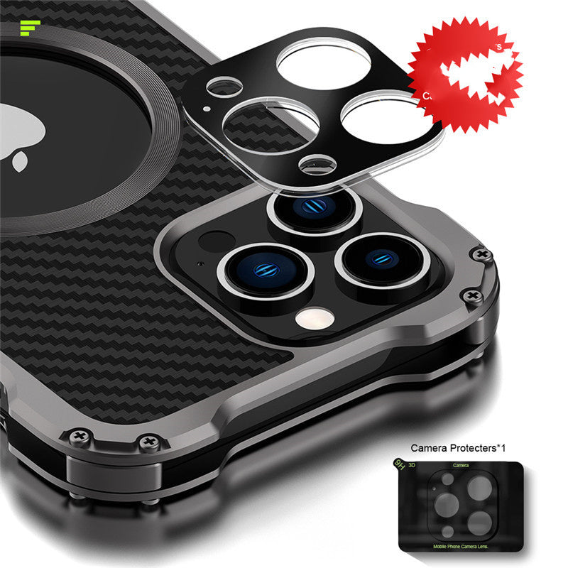 HKM-533395 High-Quality Carbon Fiber and Aluminum Alloy Back Cover for iPhone 13 Series and More