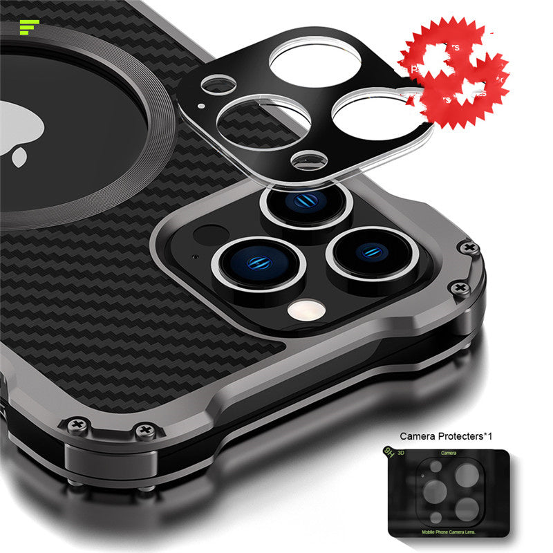 HKM-533395 High-Quality Carbon Fiber and Aluminum Alloy Back Cover for iPhone 13 Series and More