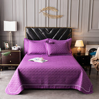 HKM-533459 Quilted Padded Bed Cover Set - Modern Minimalist Design, Includes Pillowcase Pair, Available in Various Colors