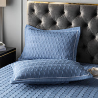 HKM-533459 Quilted Padded Bed Cover Set - Modern Minimalist Design, Includes Pillowcase Pair, Available in Various Colors