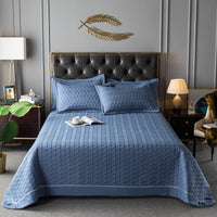 HKM-533459 Quilted Padded Bed Cover Set - Modern Minimalist Design, Includes Pillowcase Pair, Available in Various Colors