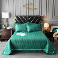 HKM-533459 Quilted Padded Bed Cover Set - Modern Minimalist Design, Includes Pillowcase Pair, Available in Various Colors