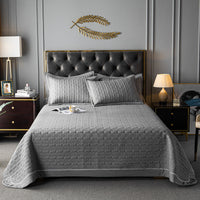 HKM-533459 Quilted Padded Bed Cover Set - Modern Minimalist Design, Includes Pillowcase Pair, Available in Various Colors