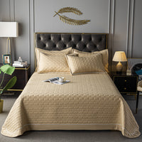 HKM-533459 Quilted Padded Bed Cover Set - Modern Minimalist Design, Includes Pillowcase Pair, Available in Various Colors