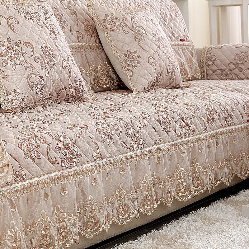 HKM-533523 Linen Non-Slip Sofa Cushions for Modular Sofas - Summer Cool Design with Floral Patterns