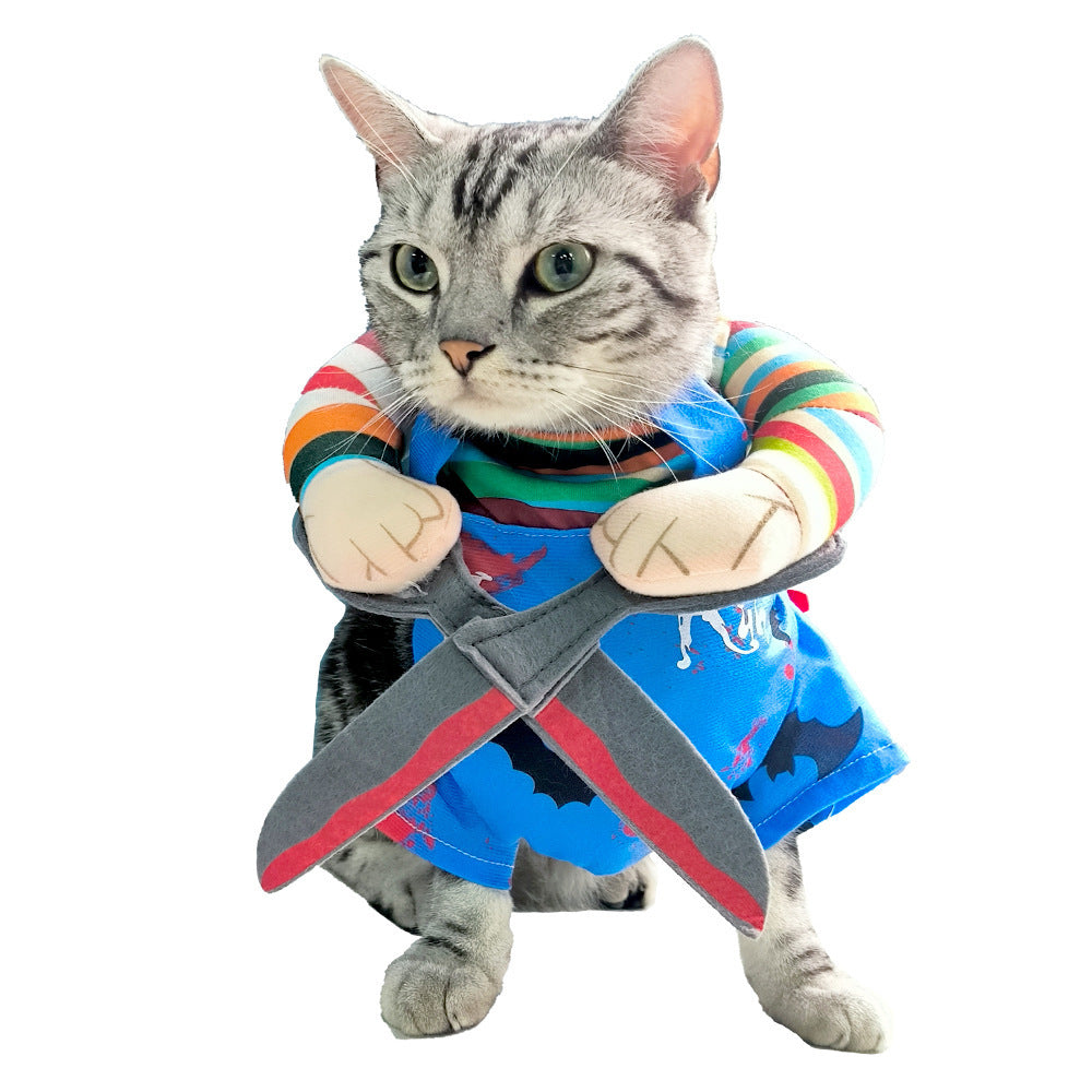 HKM-533779 Funny Scissor-Shaped Cat Costume with Adjustable Straps for Pets - Perfect for Halloween and Christmas