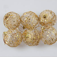 HKM-533907 Gold Dusted Scaly Christmas Ornaments - Set of 12 Decorative Balls in Two Sizes: 6cm and 5cm