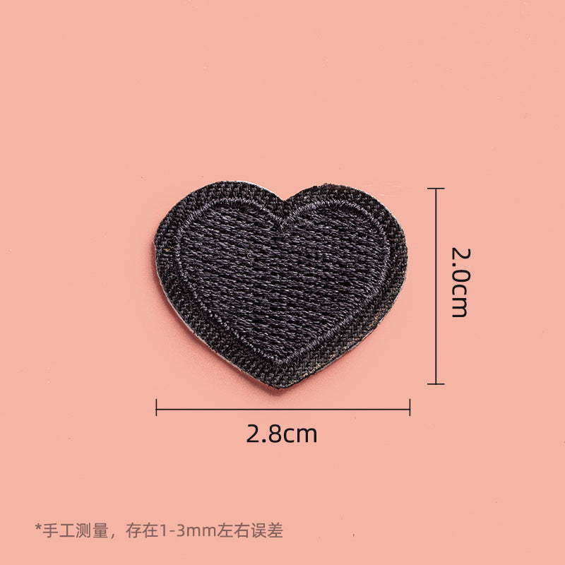 HKM-533971 Self-Adhesive Black Embroidery Patch for Clothing Repair - 6 Stickers Set