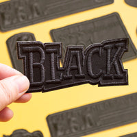 HKM-533971 Self-Adhesive Black Embroidery Patch for Clothing Repair - 6 Stickers Set