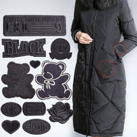 HKM-533971 Self-Adhesive Black Embroidery Patch for Clothing Repair - 6 Stickers Set