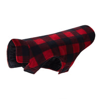 HKM-534163 Reversible Thick Checkered Pet Vest in Black and Red Plaid - Soft Polar Fleece Material