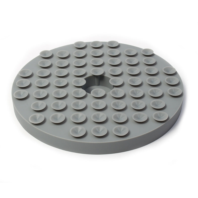 HKM-534163 Silicone Round Pet Licking Mat in Gray, Blue, and Red for Enrichment and Relaxation