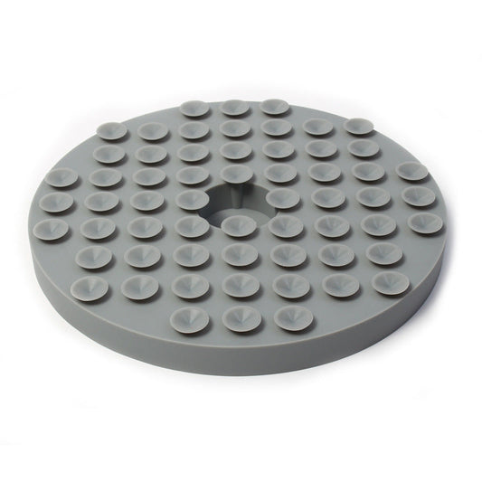 HKM-534163 Silicone Round Pet Licking Mat in Gray, Blue, and Red for Enrichment and Relaxation