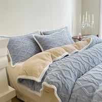 HKM-534291 Solid Color Thickened Milk Fiber Four-Piece Bedding Set with Duvet Cover and Pillowcases