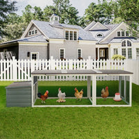 HKM-534291 Spacious Outdoor Wooden Chicken Coop with Nesting Box, Weatherproof Roof, and Secure Run for Backyard Poultry
