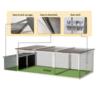 HKM-534291 Spacious Outdoor Wooden Chicken Coop with Nesting Box, Weatherproof Roof, and Secure Run for Backyard Poultry