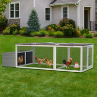 HKM-534291 Spacious Outdoor Wooden Chicken Coop with Nesting Box, Weatherproof Roof, and Secure Run for Backyard Poultry