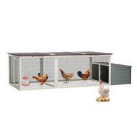 HKM-534291 Spacious Outdoor Wooden Chicken Coop with Nesting Box, Weatherproof Roof, and Secure Run for Backyard Poultry