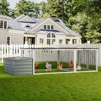 HKM-534291 Spacious Outdoor Wooden Chicken Coop with Nesting Box, Weatherproof Roof, and Secure Run for Backyard Poultry
