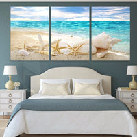 HKM-534291 Triple Starfish Oil Painting Set for Living Room Decoration - Modern Canvas Art (30x45cm, 40x60cm, 50x70cm)