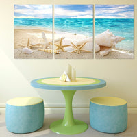 HKM-534291 Triple Starfish Oil Painting Set for Living Room Decoration - Modern Canvas Art (30x45cm, 40x60cm, 50x70cm)