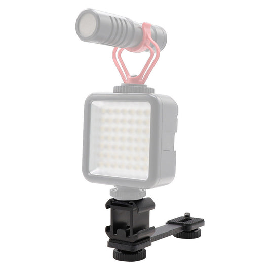 HKM-534355 Three-Head Hot Shoe Bracket for Camera and Flash, Aluminum Alloy Construction, Maximum Load 2 kg