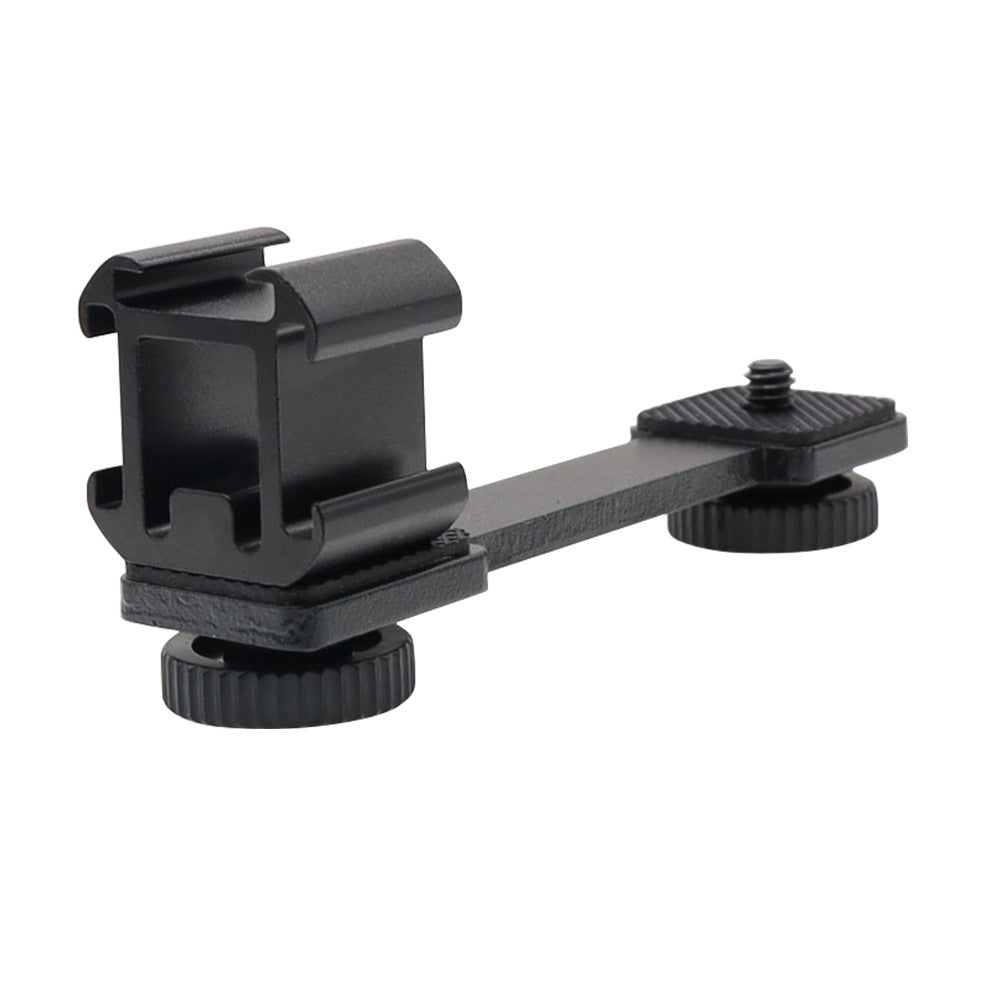 HKM-534355 Three-Head Hot Shoe Bracket for Camera and Flash, Aluminum Alloy Construction, Maximum Load 2 kg