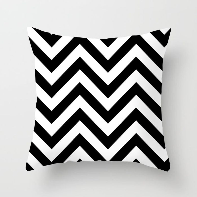HKM-534419 Nordic Geometric Abstract Yellow and Black Pillow Cover for Home Sofa