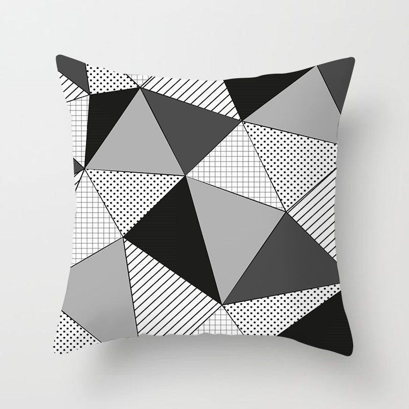 HKM-534419 Nordic Geometric Abstract Yellow and Black Pillow Cover for Home Sofa