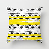 HKM-534419 Nordic Geometric Abstract Yellow and Black Pillow Cover for Home Sofa