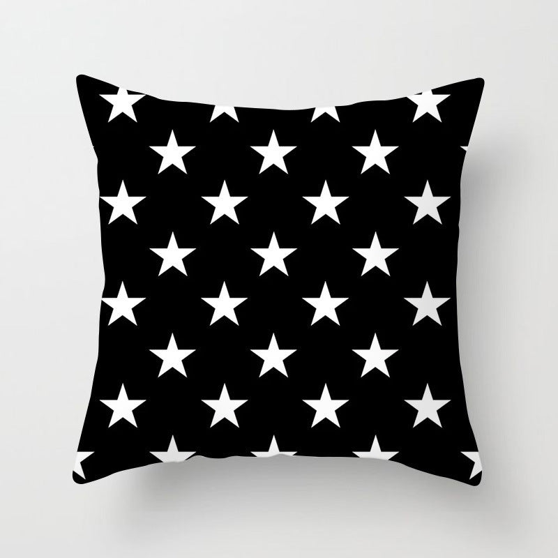 HKM-534419 Nordic Geometric Abstract Yellow and Black Pillow Cover for Home Sofa