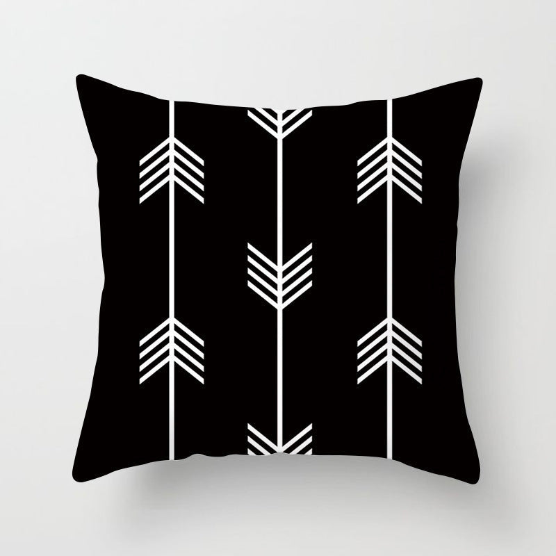 HKM-534419 Nordic Geometric Abstract Yellow and Black Pillow Cover for Home Sofa