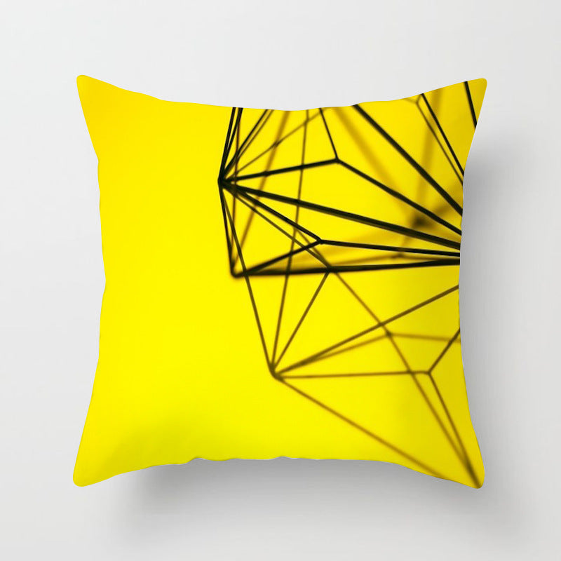 HKM-534419 Nordic Geometric Abstract Yellow and Black Pillow Cover for Home Sofa