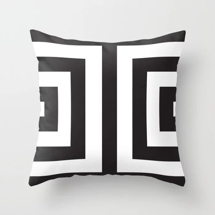 HKM-534419 Nordic Geometric Abstract Yellow and Black Pillow Cover for Home Sofa