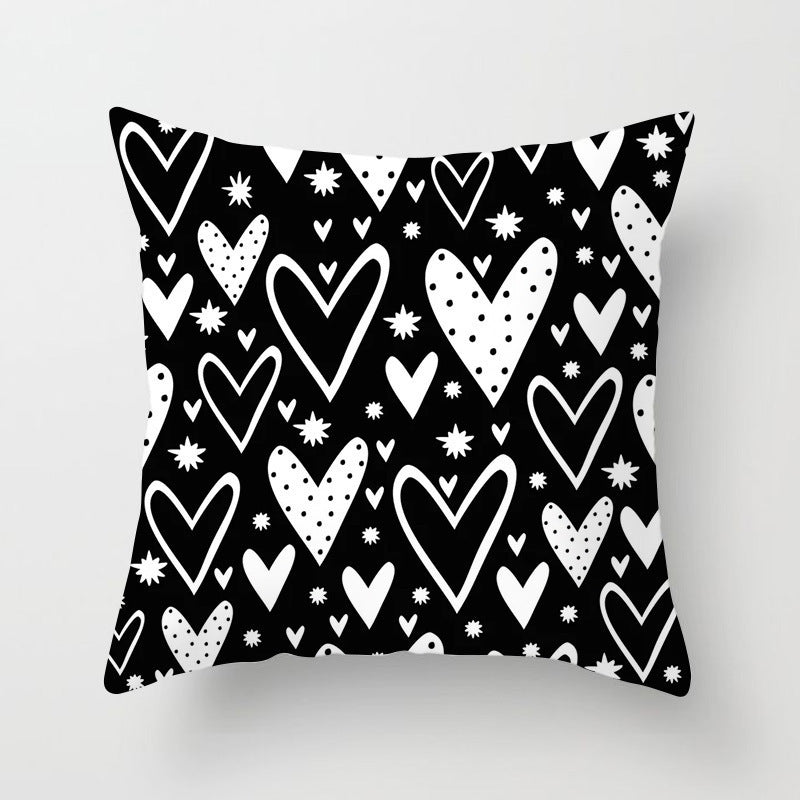 HKM-534419 Nordic Geometric Abstract Yellow and Black Pillow Cover for Home Sofa