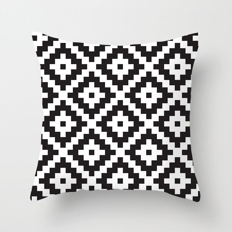 HKM-534419 Nordic Geometric Abstract Yellow and Black Pillow Cover for Home Sofa