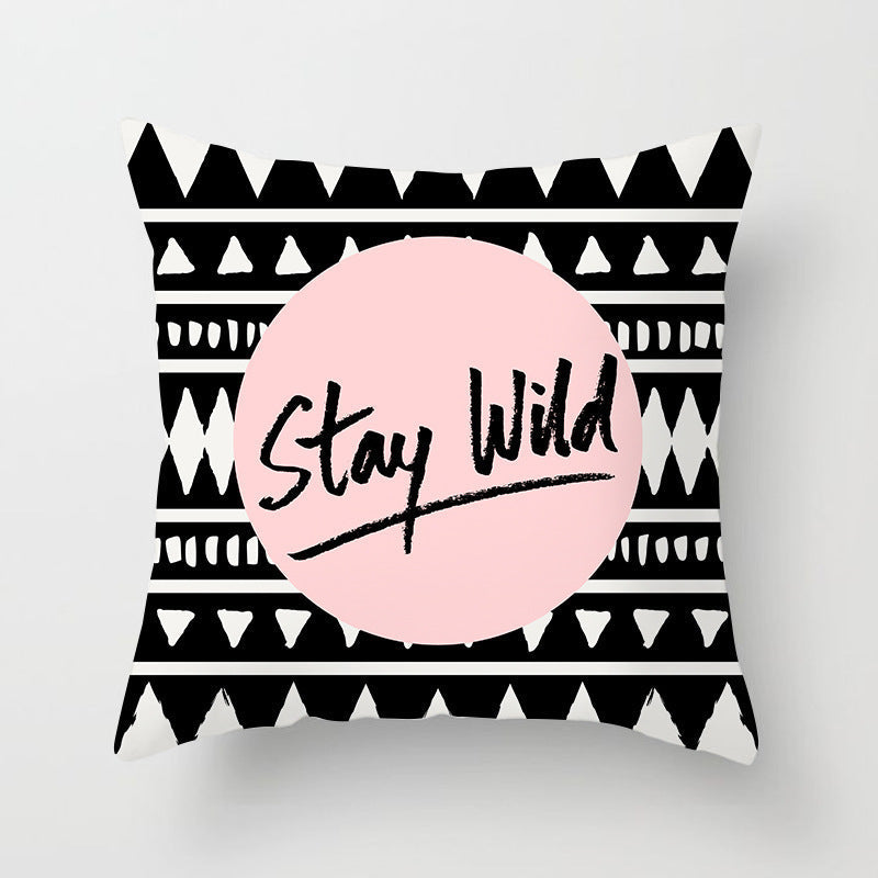 HKM-534419 Nordic Geometric Abstract Yellow and Black Pillow Cover for Home Sofa