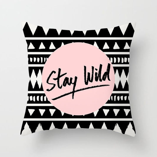 HKM-534419 Nordic Geometric Abstract Yellow and Black Pillow Cover for Home Sofa
