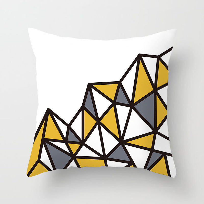 HKM-534419 Nordic Geometric Abstract Yellow and Black Pillow Cover for Home Sofa