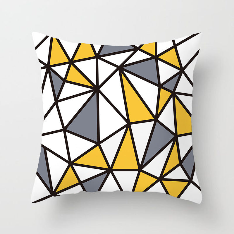 HKM-534419 Nordic Geometric Abstract Yellow and Black Pillow Cover for Home Sofa